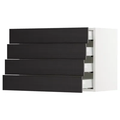 Ikea Sektion Wall Cabinet With 4 Drawers, White Maximera/lerhyttan Black Stained, 30x15x20 "