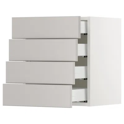 Ikea Sektion Wall Cabinet With 4 Drawers, White Maximera/lerhyttan Light Gray, 18x15x20 "