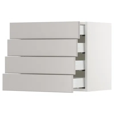 Ikea Sektion Wall Cabinet With 4 Drawers, White Maximera/lerhyttan Light Gray, 24x15x20 "