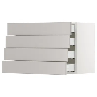 Ikea Sektion Wall Cabinet With 4 Drawers, White Maximera/lerhyttan Light Gray, 30x15x20 "