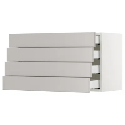 Ikea Sektion Wall Cabinet With 4 Drawers, White Maximera/lerhyttan Light Gray, 36x15x20 "