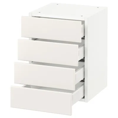 Ikea Sektion Wall Cabinet With 4 Drawers, White Maximera/veddinge White, 15x15x20 "