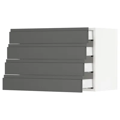 Ikea Sektion Wall Cabinet With 4 Drawers, White Maximera/voxtorp Dark Gray, 30x15x20 "