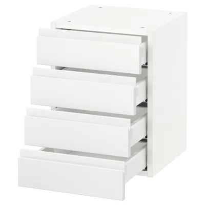 Ikea Sektion Wall Cabinet With 4 Drawers, White Maximera/voxtorp Matte White, 15x15x20 "