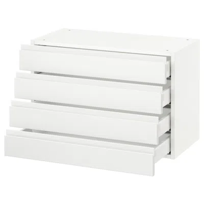 Ikea Sektion Wall Cabinet With 4 Drawers, White Maximera/voxtorp Matte White, 30x15x20 "
