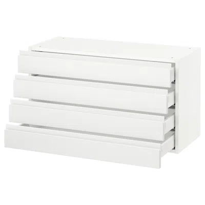 Ikea Sektion Wall Cabinet With 4 Drawers, White Maximera/voxtorp Matte White, 36x15x20 "