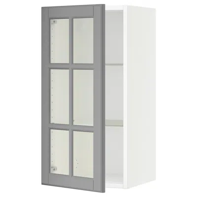 Ikea Sektion Wall Cabinet With Glass Door, White/bodbyn Gray, 15x15x30 "