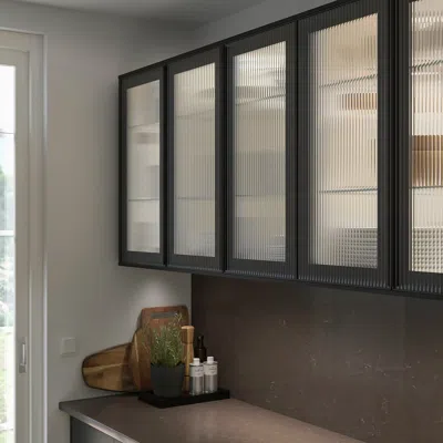 Ikea Sektion Wall Cabinet With Glass Door, White/hejsta Anthracite Reeded Glass, 15x15x30 " In Black