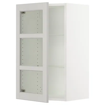 Ikea Sektion Wall Cabinet With Glass Door, White/lerhyttan Light Gray, 18x15x30 "