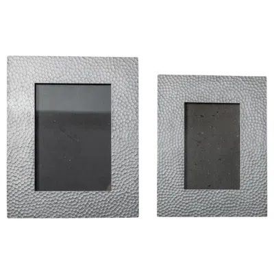 Pre-owned Ikea Set Of 2 Vintage Picture Frames With Structured Metal Design By , 1990s In Gray