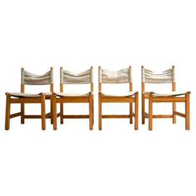 Pre-owned Ikea Set Of 4 Vintage Chairs In Pine From , 1986 In Brown