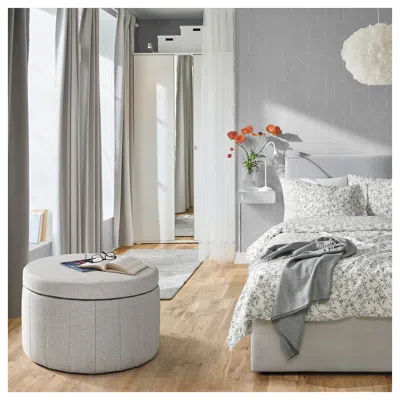 Ikea Sidsjö Pouffe, With Storage/kilanda Beige, Diameter: 27 1/2 "