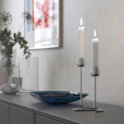 Ikea Silverpäron Candlestick For 2 Candles, Silver Color, 7 ¾ "