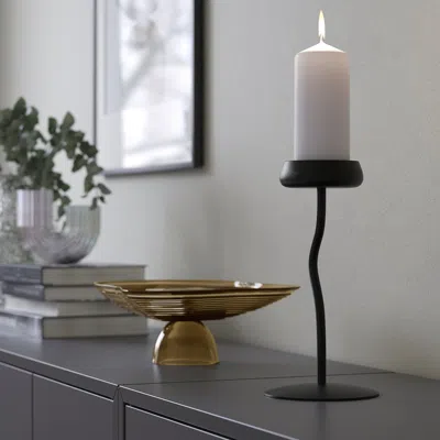 Ikea Silverpäron Pillar Candle Holder, Black, 9 "
