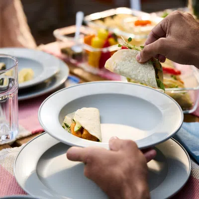 Ikea Simkrabba Deep Plate/bowl, Plastic/green-gray, 8 ½ " In White