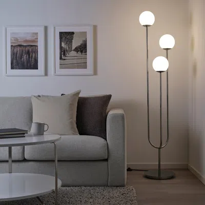 Ikea Simrishamn Floor Lamp, Chrome Plated/opal Glass, Height: 62 "
