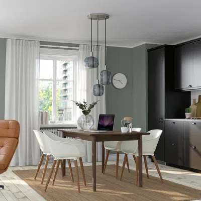Ikea Skansnäs / Grönsta Table And 4 Chairs, Armrests Brown/white, 59/80 3/4 "