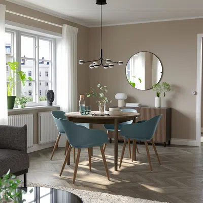 Ikea Skansnäs / Grönsta Table And 4 Chairs, With Armrest Brown/turquoise, 45 1/4/66 7/8 "
