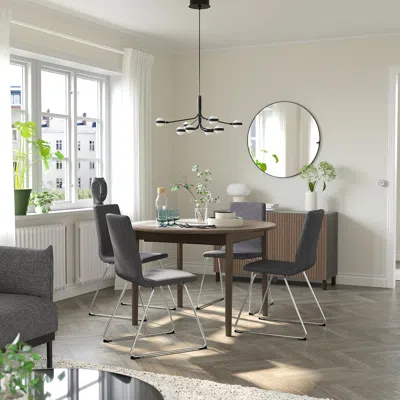 Ikea Skansnäs / Lillånäs Table And 4 Chairs, Brown Beech/chrome Plated Gunnared Dark Grey, 45 1/4/66 7/8 