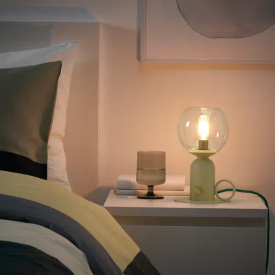 Ikea Åskmuller Table Lamp, Dimmable Light Yellow/green, 9 "