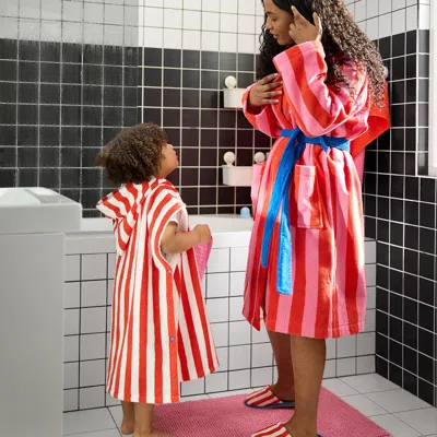 Ikea Skogssallat Bathrobe, Red-pink/stripe, S/m
