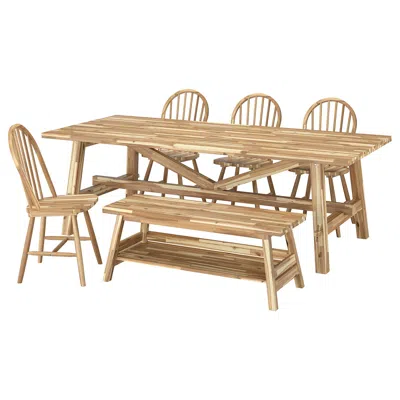 Ikea Skogsta / Skogsta Table+4 Chairs Bench, Acacia/acacia Acacia, 92 1/2x39 3/8 "