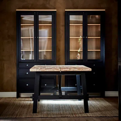 Ikea Skogsta Table, Acacia/black, 63x31 7/8x29 1/8 "