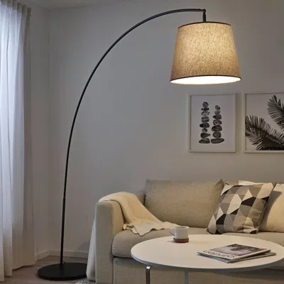 Ikea Skottorp / Skaftet Floor Lamp, Arched, Light Gray, Height: 84 "