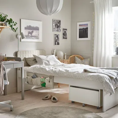 Ikea Släkt Bed Frame, Incl Headboard/vissle Beige, Twin