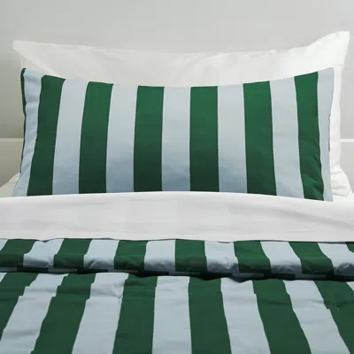 Ikea Slånhöstmal Comforter Set, Green/blue/stripe, Full/queen
