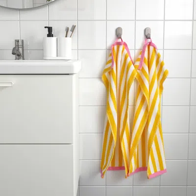 Ikea Slånhöstmal Hand Towel, White/yellow Stripe, 16x28 "