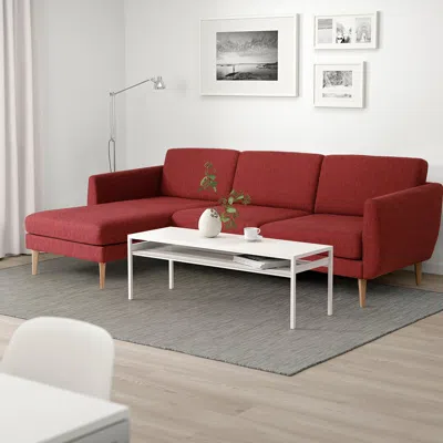 Ikea Smedstorp Sectional, 4-seat With Chaise, Lejde Red/brown, Armrest Height: 26 3/8 "