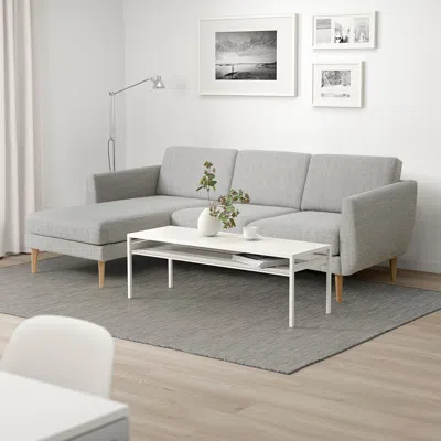 Ikea Smedstorp Sofa With Chaise, Viarp Beige/brown, Armrest Height: 26 3/8 "
