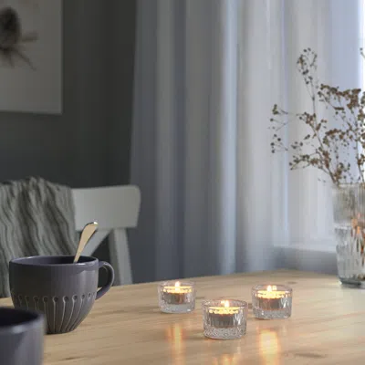 Ikea Smällspirea Tealight Holder, Clear Glass/patterned, 1 ½ "