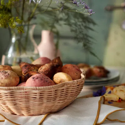 Ikea Smörfisk Bread Basket, Rattan, 11x3 "