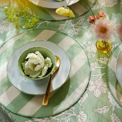 Ikea Smörfisk Placemat, Stripe Off-white/light Green, 14 "