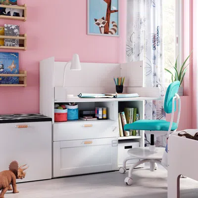Ikea Småstad Desk, White With Frame/with 2 Drawers, 35 3/8x31 1/2x39 3/8 "