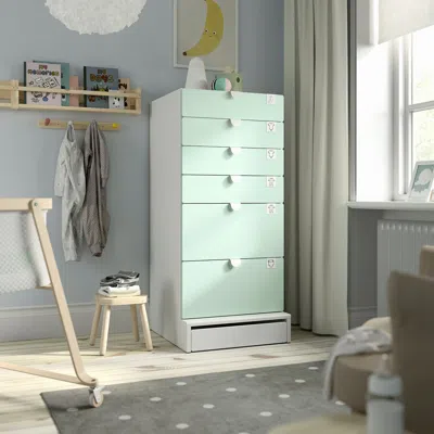 Ikea Småstad / Uppföra 6-drawer Dresser, White/light Green, 23 5/8x25 5/8x53 1/2 "