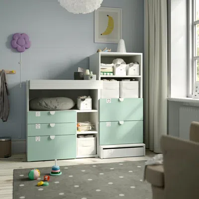 Ikea Småstad / Uppföra Changing Table, White Light Green/with Bookcase, 59x31 1/2x53 1/2 "
