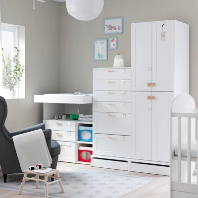 Ikea Småstad / Uppföra Storage Combination, White With Frame/with Changing Table, 82 5/8x31 1/2x77 1/8 "