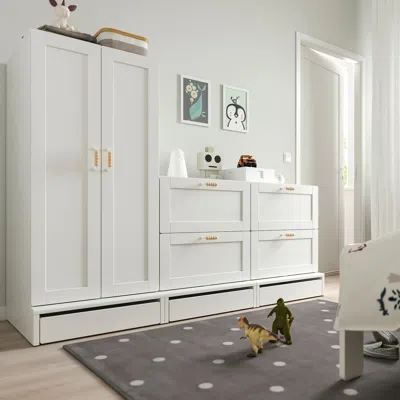 Ikea Småstad / Uppföra Wardrobe, White With Frame/with 2 Chests Of Drawers, 70 7/8x25 5/8x53 1/2 "