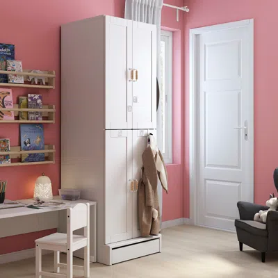 Ikea Småstad / Uppföra Wardrobe, White With Frame/with 2 Clothes Rails, 23 5/8x25 5/8x77 1/8 "