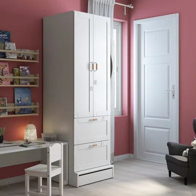 Ikea Småstad / Uppföra Wardrobe, White With Frame/with 2 Drawers, 23 5/8x25 5/8x77 1/8 "