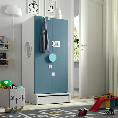 Ikea Småstad / Uppföra Wardrobe, White/blue, 23 5/8x25 5/8x53 1/2 "