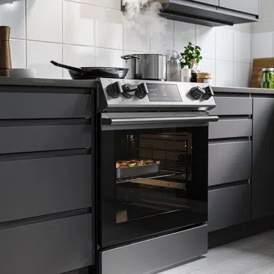 Ikea Snesslinge Range With Glass Ceramic Cooktop, Stainless Steel, 30 " In Black