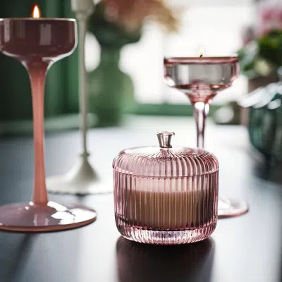 Ikea Snösiska Scented Cndl In Glass With Lid/2 Wicks, Tonka And Orange Blossom Pale Pink, 20 Hr