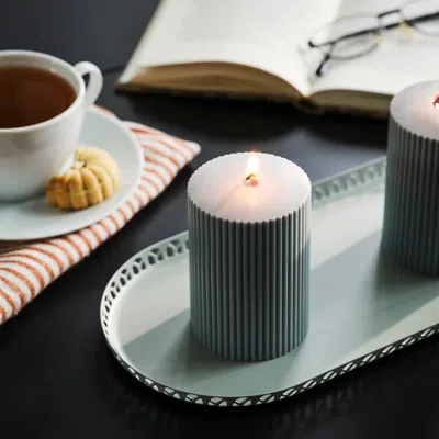 Ikea Snösiska Unscented Pillar Candle, Dark Gray-green, 4 "