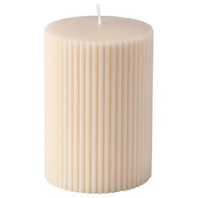 Ikea Snösiska Unscented Pillar Candle, Off-white, 4 " In Brown