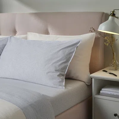 Ikea Solfibbla Sheet Set, White Blue/stripe, Queen
