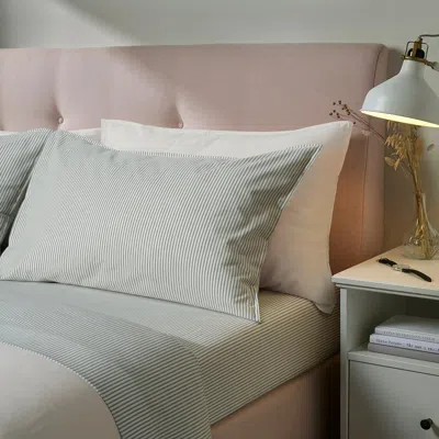 Ikea Solfibbla Sheet Set, White Green/stripe, Queen